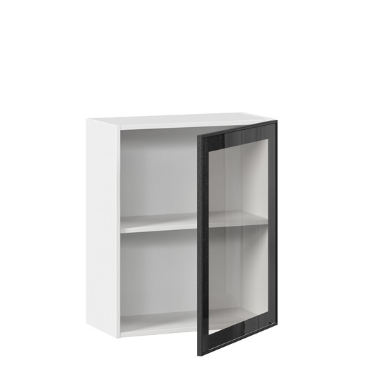 Шкаф на кухню со стеклом 600 Индиго ЛД 298.350.000.105, Белый/Чёрный в Архангельске - изображение 1