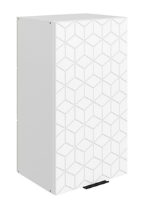 Навесной шкаф Стоун L400 Н720 (1 дв. гл.) с фрезировкой (белый/джелато софттач) в Архангельске - предосмотр