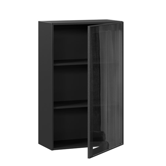 Шкаф кухонный высокий со стеклом 600 Индиго ЛД 298.450.000.170, Чёрный/Чёрный в Архангельске - изображение 1