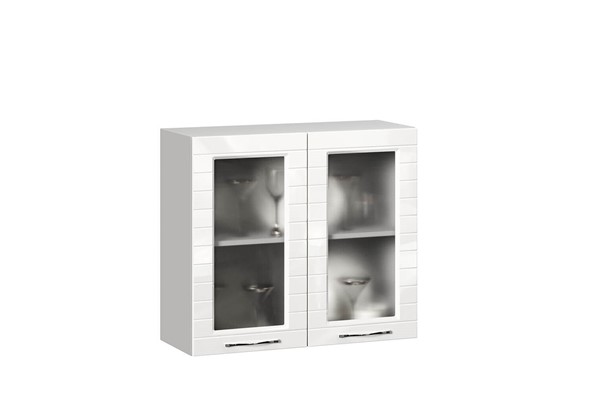 Кухонный шкаф Анастасия 800 стекло 006.561.000 белый глянец в Архангельске - изображение