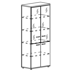 Шкаф для документов Albero, со стеклянными дверьми в рамке (задняя стенка ДСП) (78х36,4х193) в Архангельске