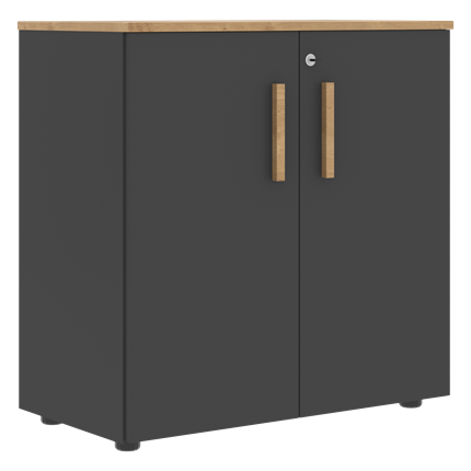 Шкаф широкий низкий с малыми дверцами FORTA Графит-Дуб Гамильтон  FLC 80.1(Z) (798х404х801) в Архангельске - изображение