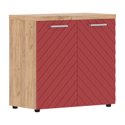Шкаф с дверцами TORR LUX TLLC 85.1 с глухими малыми дверьми и топом 854х452х833 Дуб Бофорд / Красный в Архангельске - изображение