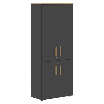 Широкий шкаф высокий FORTA Графит-Дуб Гамильтон  FHC 80.3(Z) (798х404х1965) в Архангельске - изображение