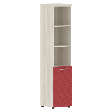 Шкаф TORR LUX TLHC 42.5 R колонка с глухой малой дверью и топом 435х452х1958 Сосна Эдмонт/ Красный в Архангельске - изображение