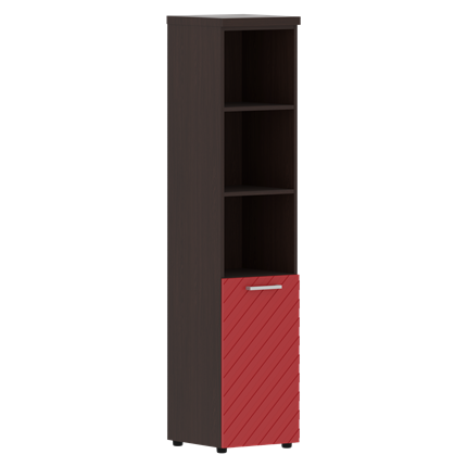 Шкаф TORR LUX TLHC 42.5 R колонка с глухой малой дверью и топом 435х452х1958 Венге/ Красный в Архангельске - изображение