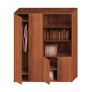 Шкаф офисный комбинированный Престиж, одежда/стекло, темный орех, 175x46x203, Исп.60 в Архангельске