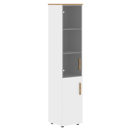 Шкаф колонна высокий с глухой дверью FORTA Белый-Дуб Гамильтон  FHC 40.2 (L/R) (399х404х1965) в Архангельске - изображение