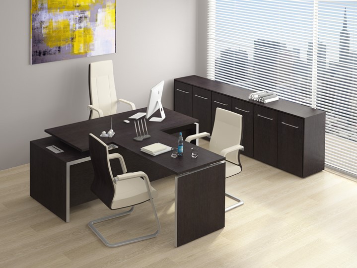 Офисный стол для руководителя Reventon, венге темный, правый (180х90х76) МЕ 130 в Архангельске - изображение 2