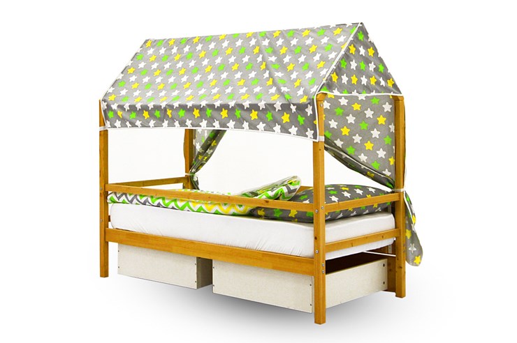 Крыша текстильная для кровати-домика Svogen (звезды, желтый, серый) в Архангельске - изображение 2