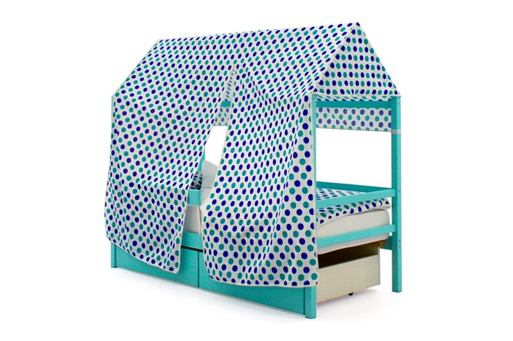 Крыша текстильная для кровати-домика Svogen (круги, мятный, синий) в Архангельске - изображение 1