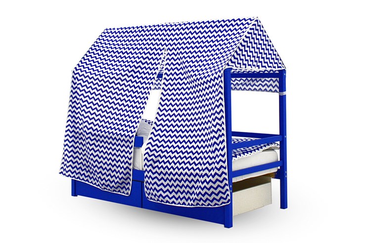 Крыша текстильная для кровати-домика Svogen (зигзаги, синий) в Архангельске - изображение 1