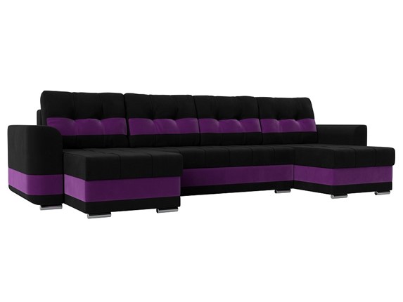 П-образный диван Честер, Черный/фиолетовый (вельвет) в Архангельске - изображение