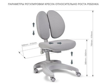 Детский стул FunDesk Solerte Grey с подставкой для ног + чехол для кресла (ткань розовая) в Архангельске - предосмотр 4