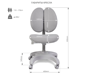 Детский стул FunDesk Solerte Grey с подставкой для ног + чехол для кресла (ткань розовая) в Архангельске - предосмотр 5