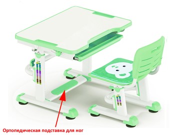 Растущая парта и стул Mealux BD-08 Teddy, green, зеленая в Архангельске - предосмотр