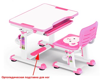 Парта растущая и стул Mealux BD-08 Teddy, pink, розовая в Архангельске - предосмотр