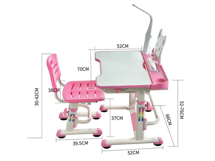 Растущий стол и стул Mealux EVO BD-04 Teddy New XL, с лампой, WP+Led, розовая в Архангельске - изображение 2