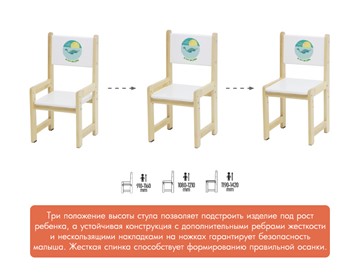 Комплект растущей детской мебели Polini kids Eco 400 SM, Лесная сказка, 68х55 см белый-натуральный в Архангельске - предосмотр 2