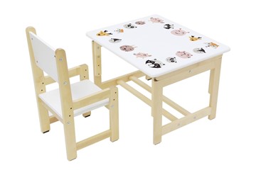 Комплект растущей детской мебели Polini kids Eco 400 SM, Лесная сказка, 68х55 см белый-натуральный в Архангельске - предосмотр 3