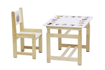 Комплект растущей детской мебели Polini kids Eco 400 SM, Лесная сказка, 68х55 см белый-натуральный в Архангельске - предосмотр 4