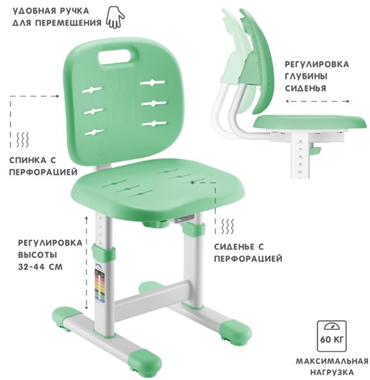 Комплект растущей мебели SET Holto-1 зеленый в Архангельске - изображение 3
