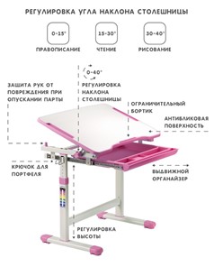 Парта регулируемая SET Holto-2А розовый в Архангельске - предосмотр 6