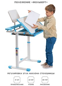 Растущий стул и растущая парта SET HOLTO-17А, голубой в Архангельске - предосмотр 2