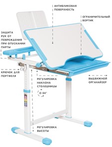 Растущий стул и растущая парта SET HOLTO-17А, голубой в Архангельске - предосмотр 5