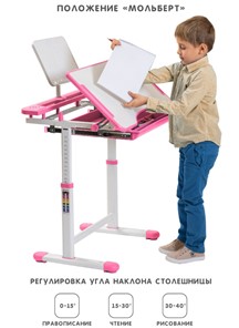 Растущие парта + стул SET HOLTO-17А, розовый в Архангельске - предосмотр 2