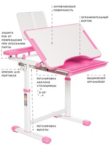 Растущие парта + стул SET HOLTO-17А, розовый в Архангельске - предосмотр 5