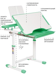 Комплект из растущих парты и стула SET HOLTO-17А, зеленый в Архангельске - предосмотр 5