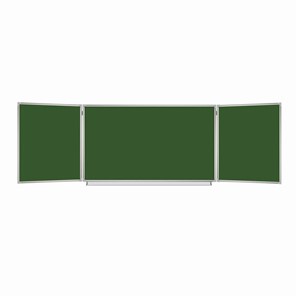 Доска для мела магнитная 3-х элементная 100х150/300 см, 5 рабочих поверхностей, зеленая, BRAUBERG, 231707 в Архангельске - предосмотр